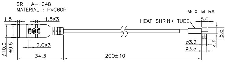 Tekfun- RF-50A- FME male to MCX male R/A cable